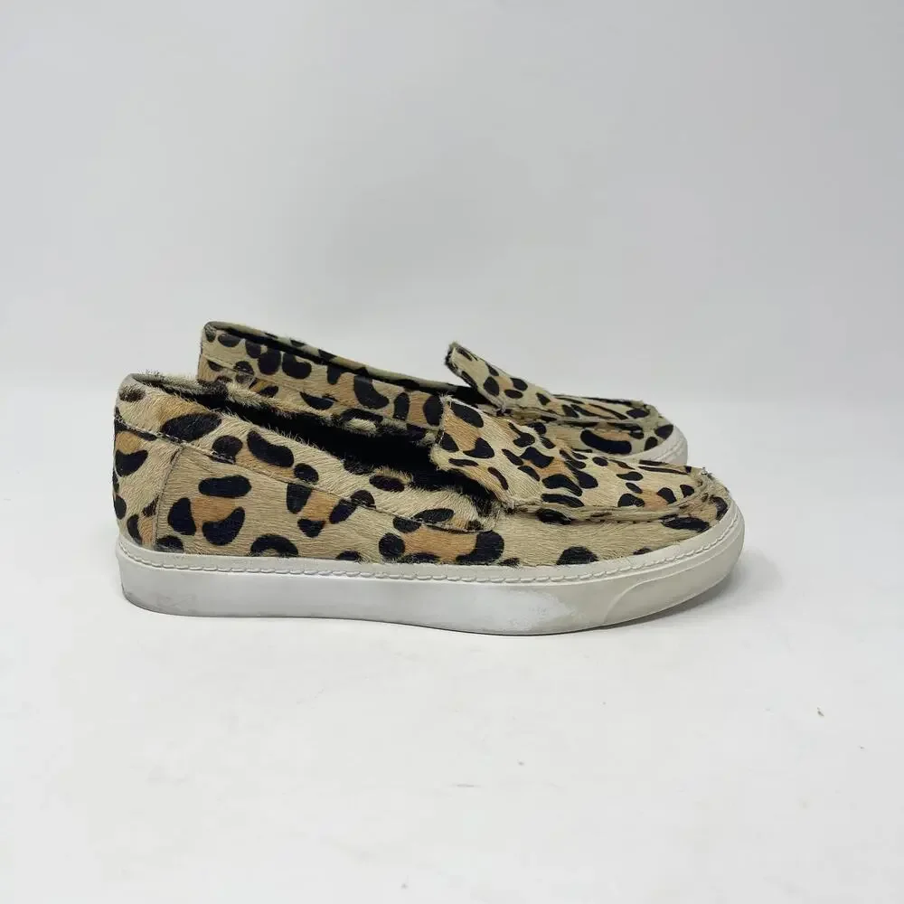Jeffrey Campbell Calf Hair Leopard Print SKIP-FUR‎ Leather Slip-On Sneakers